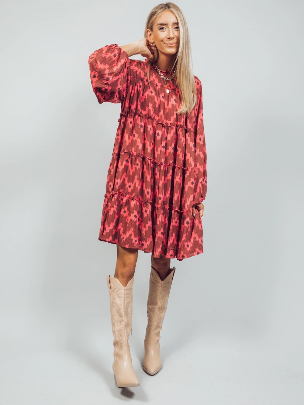 Shop Stevie Tiered Mini Dress Size Small